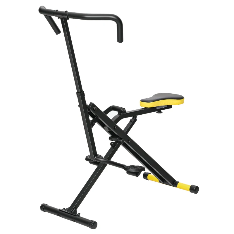SPORTNOW Macchina Total Crunch Pieghevole con Seduta Regolabile, in Metallo e Plastica, 57x105x115 cm, Giallo