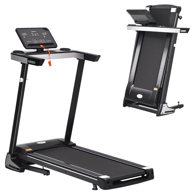 Tapis de Course Electrique Pliable - Aosom.fr x FFHandball - Tapis Roulant 1-12 Km/h 500 W écran LCD 12 programmes Noir