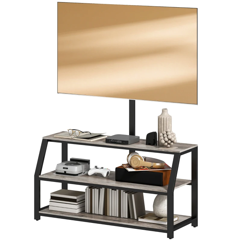 HOMCOM Mueble TV con soporte para televisores de hasta 182,88 cm, mueble TV con 2 estantes abiertos, 110x43x150cm, gris