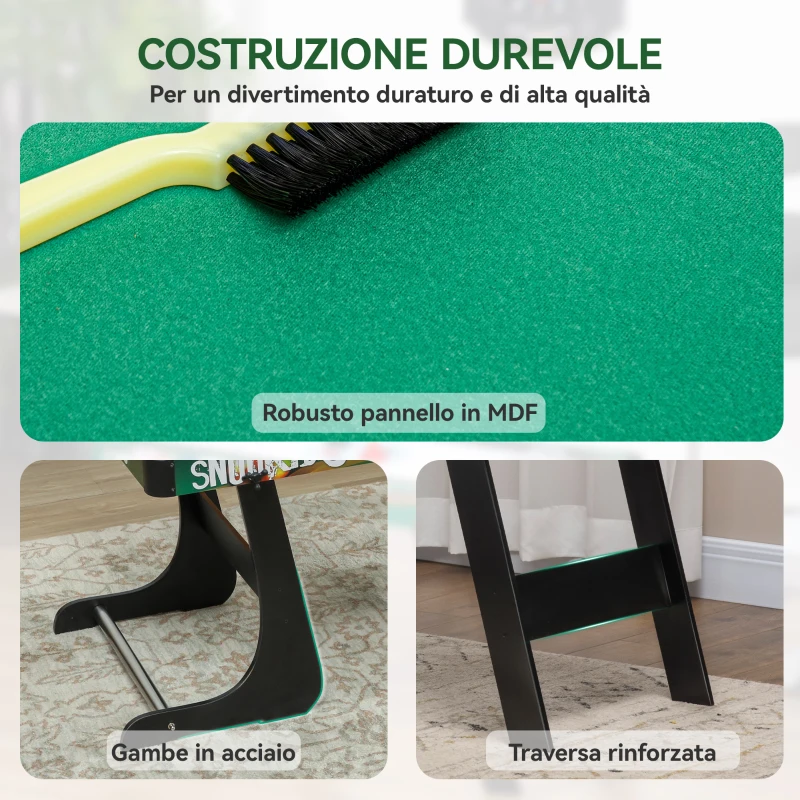 HOMCOM Tavolo da Gioco 6 in 1 con Calcio Balilla, Biliardo, Air Hockey, Ping Pong, Anelli e Hockey su Prato, 118x104x71 cm