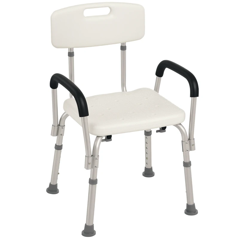 HOMCOM Adjustable Shower Chair, Shower Seat, Portable Medical Stool with Adjustable Back and Armrest for Mobility(m-21)