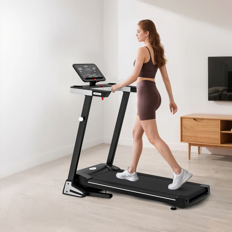 Tapis de Course Electrique Pliable - Aosom.fr x FFHandball - Tapis Roulant 1-12 Km/h 500 W écran LCD 12 programmes Noir