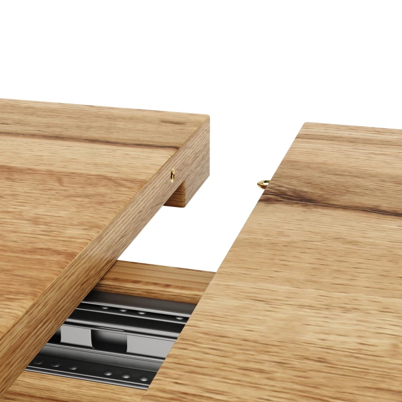 4–6 Seats Extendable Dining Table with Smart Telescopic Extension, Kitchen Table with Marbled MDF Top, 120-160L x 75W x 75.5H cm, Natural