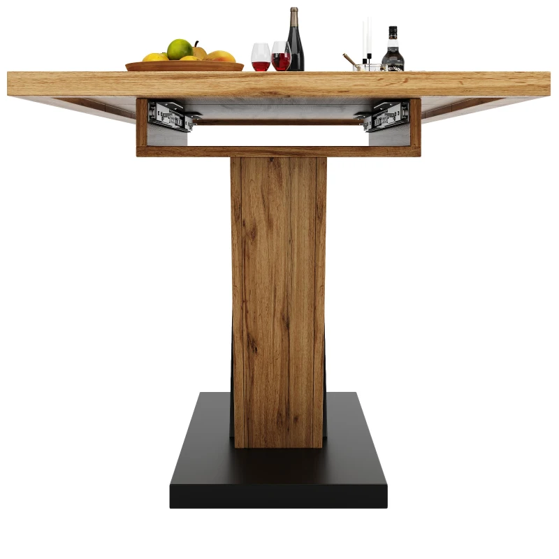 4–6 Seats Extendable Dining Table with Smart Telescopic Extension, Kitchen Table with Marbled MDF Top, 120-160L x 75W x 75.5H cm, Natural