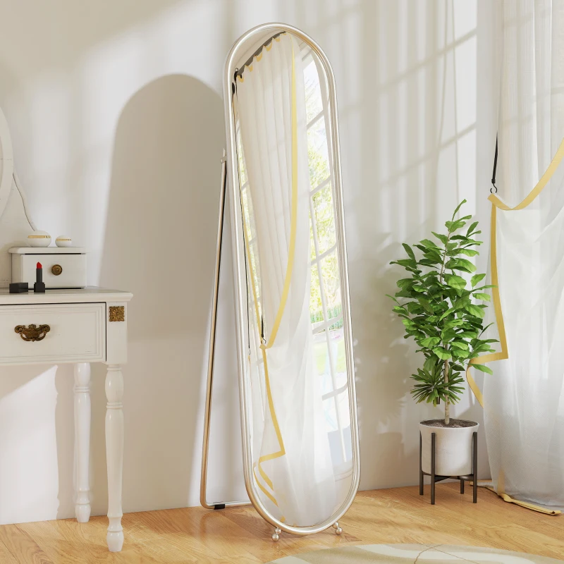 HOMCOM Specchio a Figura Intera da Terra con Supporto Pieghevole, Vetro e Metallo, 40x4x160 cm, Argento