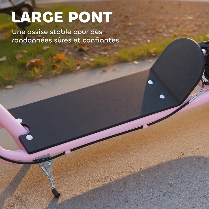 HOMCOM Trottinette patinette Enfant à partir de 5 Ans Grands pneus Guidon réglable poignées Freins et béquille Acier Rose