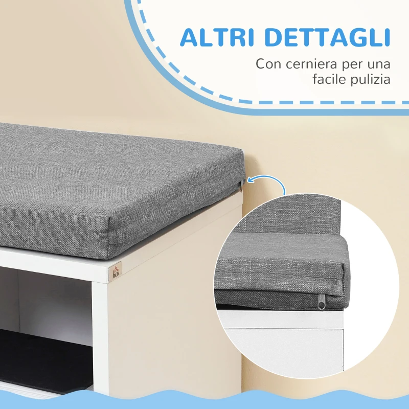 HOMCOM Libreria Moderna a 5 Ripiani Aperti con 2 Cuscini, in Legno, 108x30x60 cm, Grigio