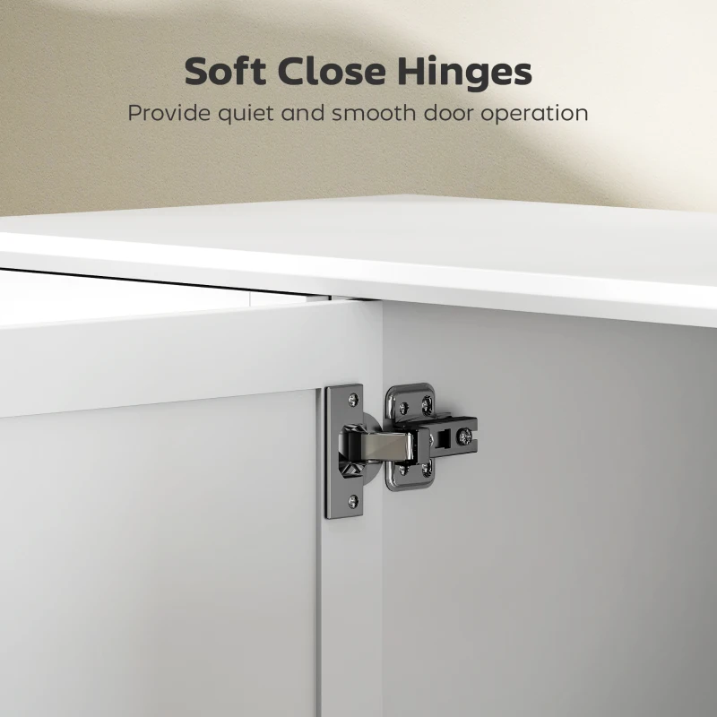 HOMCOM Mobilier de Sufragerie, Credență cu 2 Sertare și 3 Dulapuri cu Rafturi Reglabile, Comodă cu Picioare din Pin pentru Sala de Mese și Bucătărie, 120x38x86 cm, Alb