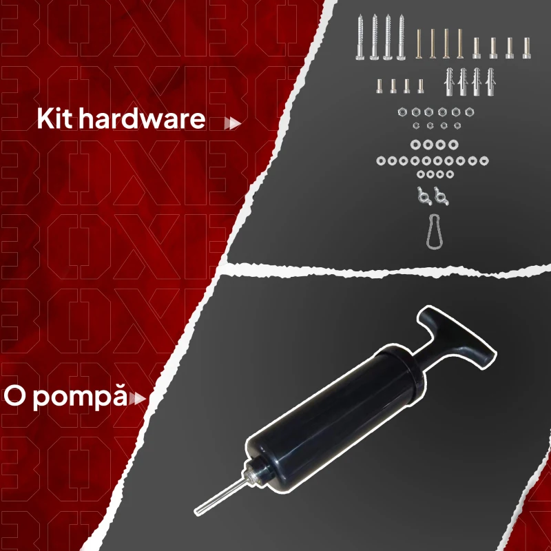 SPORTNOW Minge de Box de Perete, Rotativă la 360° și Reglabilă pe 7 Nivele de Înălțime, Negru și Roșu