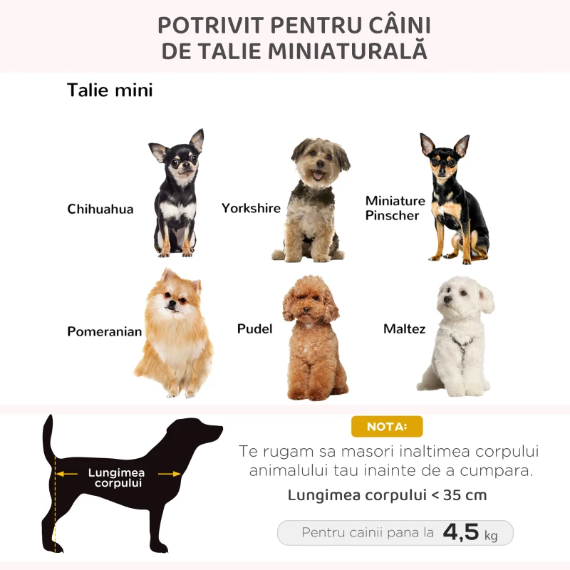 PawHut Culcus pentru Caini de Talie Mica, Canapeluta pentru Caini de Interior cu Perna Lavabila, 70x47x30cm - Gri Antracit