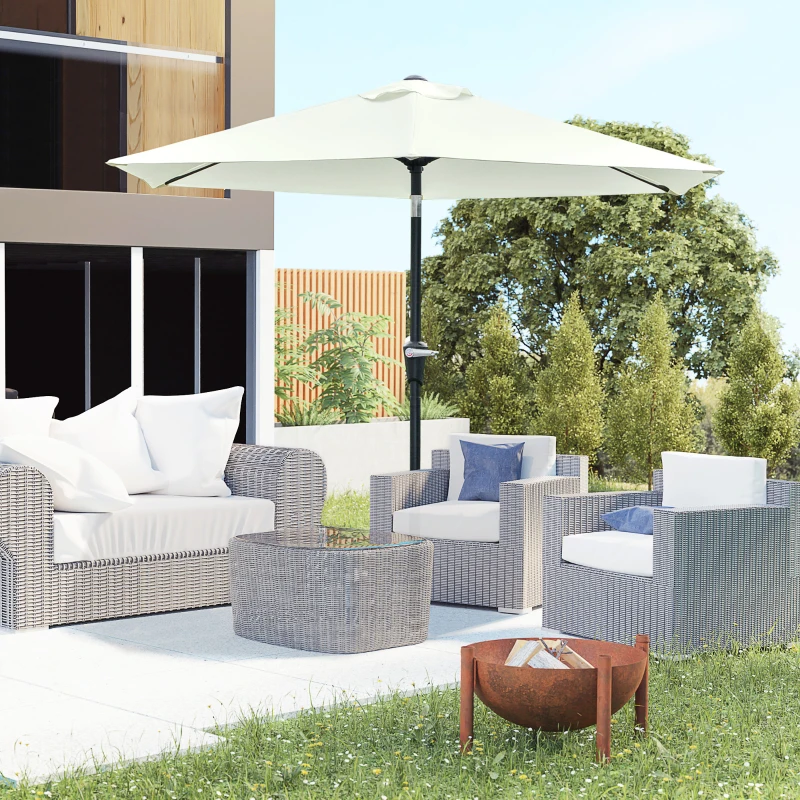 Outsunny Parasol de jardin parasol droit parasol hexagonal inclinable Ø 2,3 x 2,16 m métal polyester haute densité 180 g/m² crème