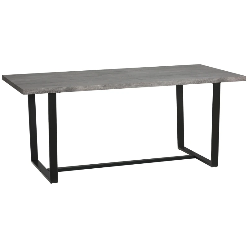 HOMCOM Table à manger ractangulaire pour 8 personnes plateau aspect bois et pied métal noir, 180L x 90l x 75H cm