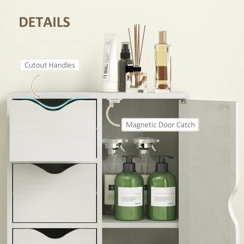 HOMCOM Mobilier Dulap Baie cu 4 Sertare si 2 Niveluri, Modern si Practic pentru Baie, 54x29x83 cm, Alb