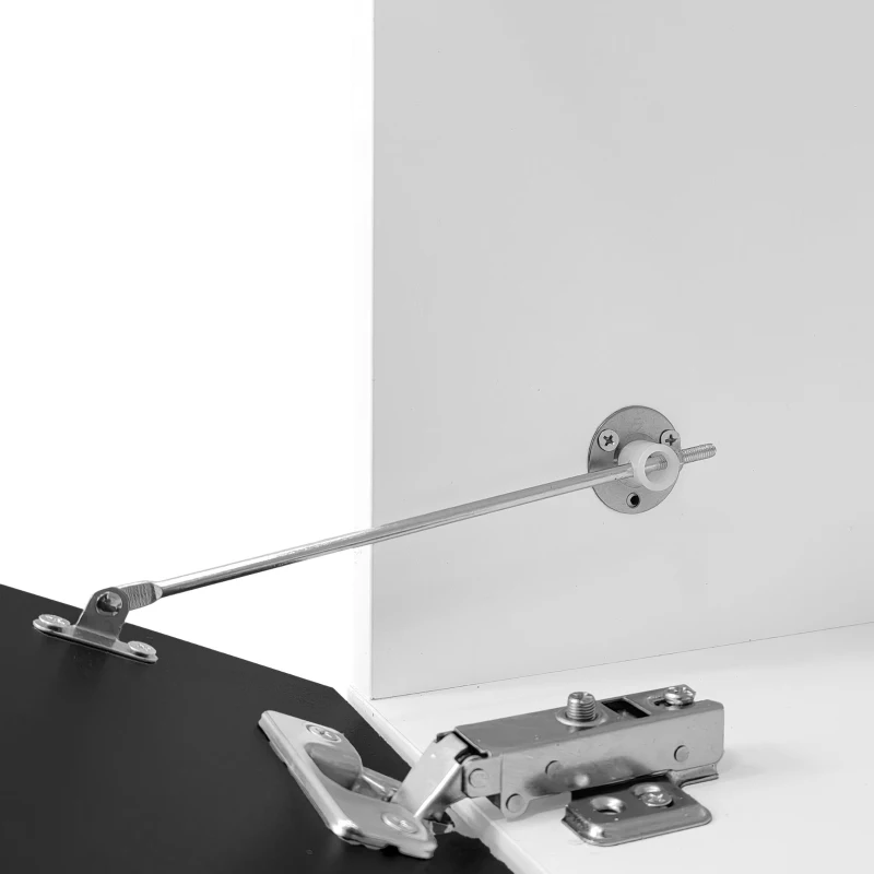 Modern TV Cabinet with 3-Door Storage and Soft-close Hinges, Stand with APP-controlled LED Lighting, 180L x 35W x 30H cm, Black+White