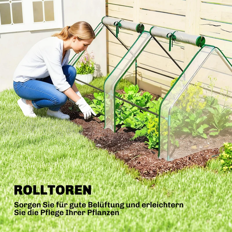 Outsunny Kas met ritsopening, winterbestendige foliekas in staal 180 x 90 x 90 cm Transparant