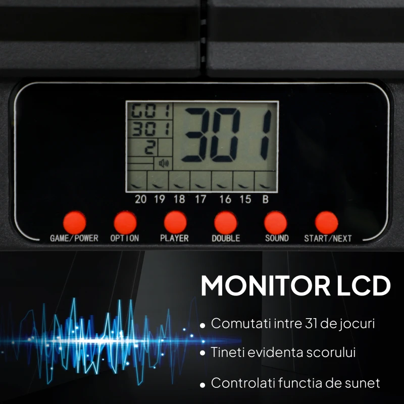 SPORTNOW Tablou Electronic pentru Săgeți cu 6 Săgeți și Monitor LCD pentru 31 de Jocuri, 83x45x4 cm, Negru și Albastru