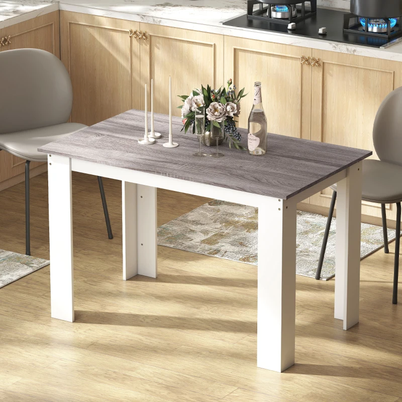 HOMCOM Table à manger table de cuisine moderne avec grand plateau 4-6 personnes en panneau de particules 120x69x75cm gris