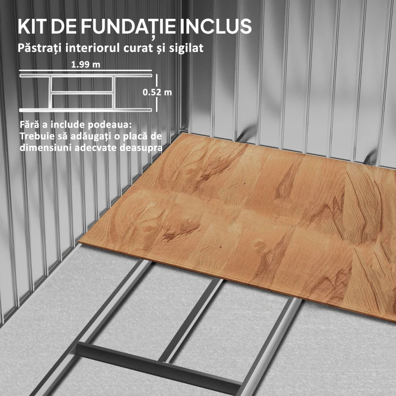 Outsunny Magazie Gradina Metal cu Uși Glisante pentru Familie, 213x130x185 cm, Gri(m-18)