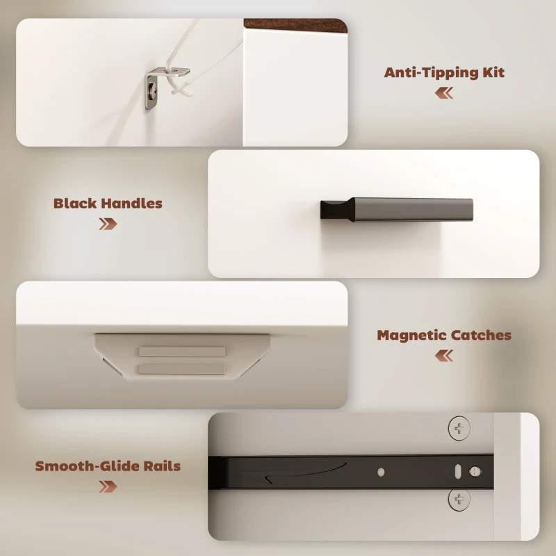 HOMCOM Bufet Modern cu 2 Sertare și Dulap cu 2 Uși Alb și Lemn