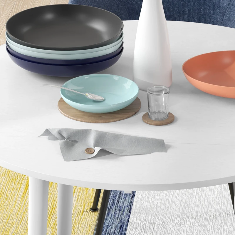 HOMCOM Table de salle à manger pliante 2 abattants, table ronde extensible pour 4 personnes, pieds en bois Ø 89 x 73,5 cm, blanc