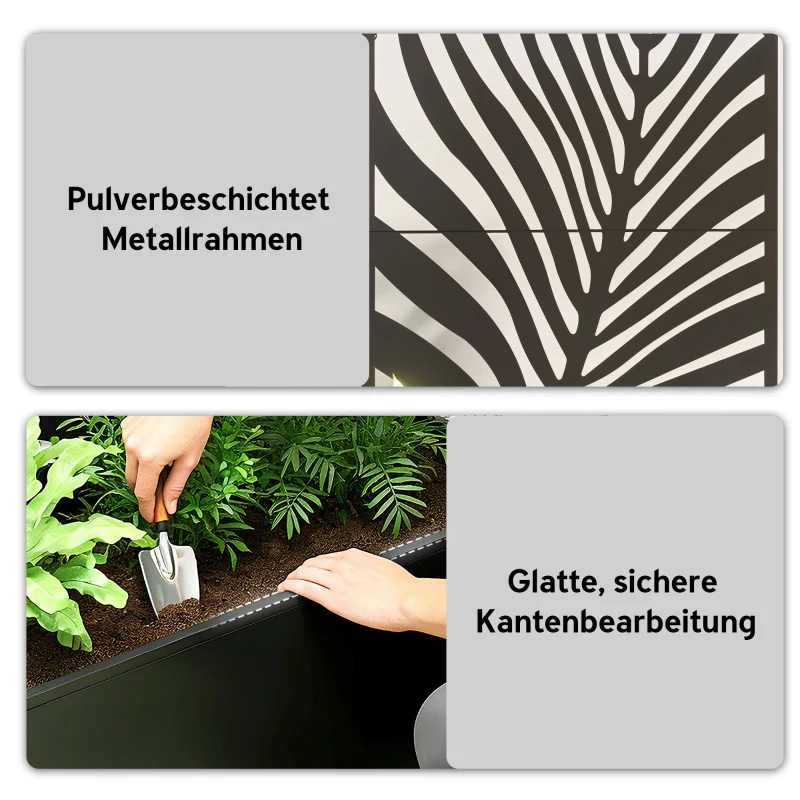 Outsunny Hoogbed plantenbak met privacyscherm plantenkuip bloembak metaal, tuinspalier 90 x 40 x 180 cm Zwart