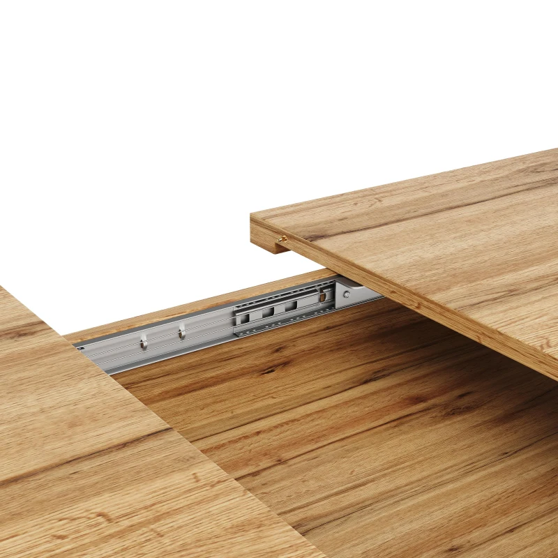 4–6 Seats Extendable Dining Table with Smart Telescopic Extension, Kitchen Table with Marbled MDF Top, 120-160L x 75W x 75.5H cm, Natural