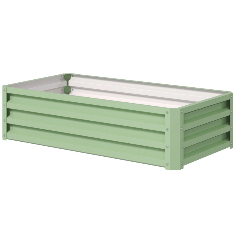 Outsunny Raised Beds for Garden, Galvanised Outdoor Planters, for Herbs and Vegetables, Use for Patio, Garden, Balcony, Green