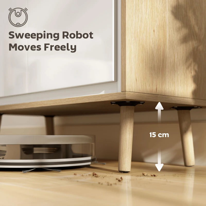 HOMCOM Dulap Modern cu 2 Uși și Raft Reglabil 72x35x77cm Alb și Stejar