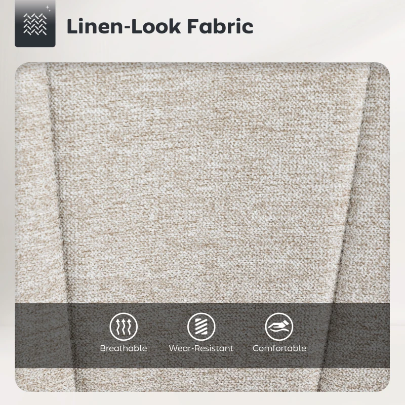 HOMCOM Set 2 Scaune de Bar Rotative din Țesătură cu Înălțime Ajustabilă Bej