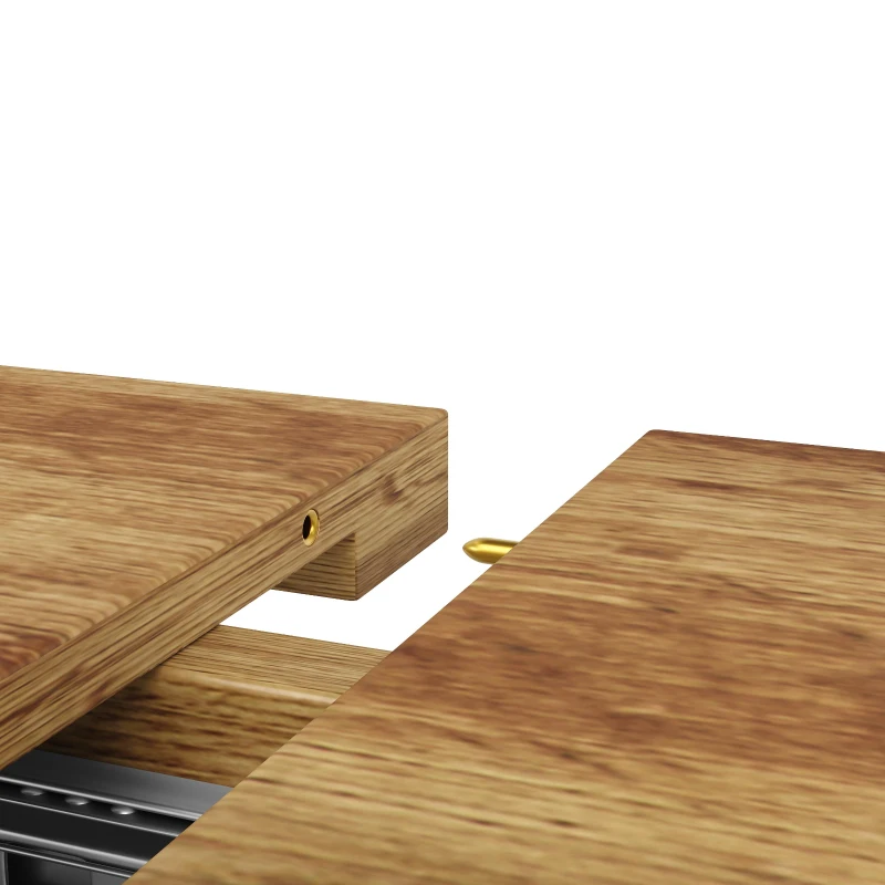 Extendable 6–8 Seats Dining Table with Locking Extension Rails, Kitchen Table with MDF Wood-Effect Tabletop, 120-160L x 80W x 66H cm, Natural