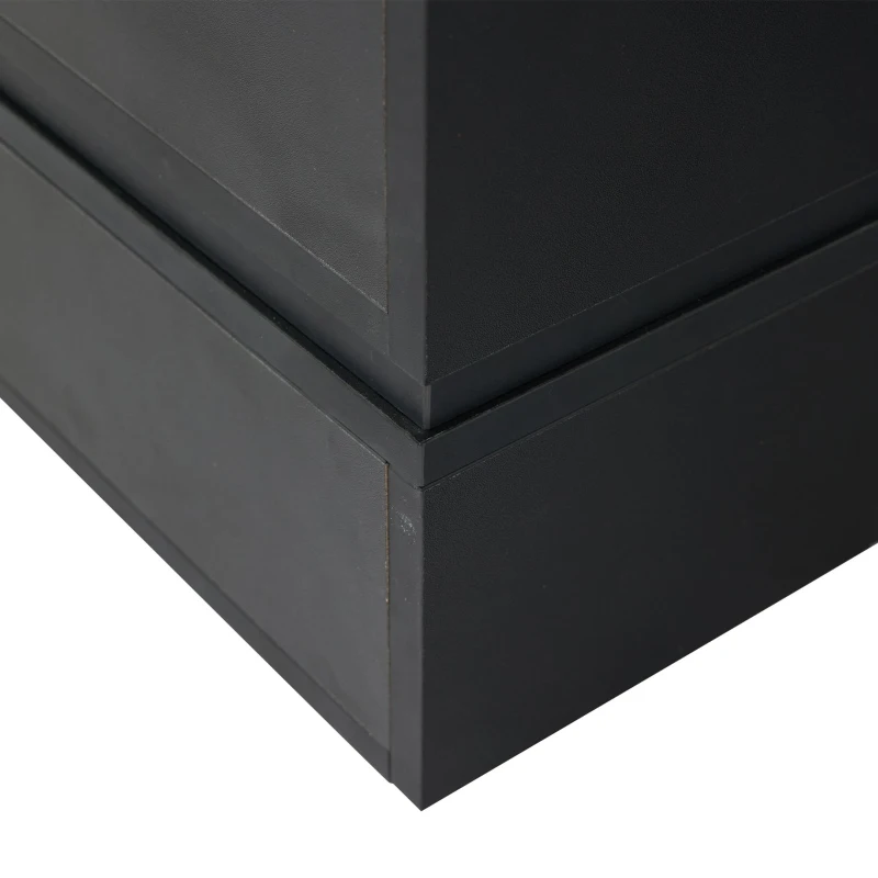 Modern LED Hollow Coffee Table with App-Controlled Light Strip, Desk with High-Gloss Toughened Glass Top, 100L x 50W x 35H cm, Black