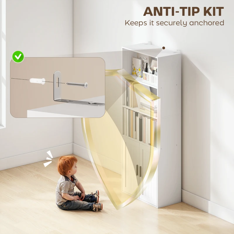 HOMCOM Bibliotecă cu Rafturi Deschise și Dulap cu Raft Reglabil Alb