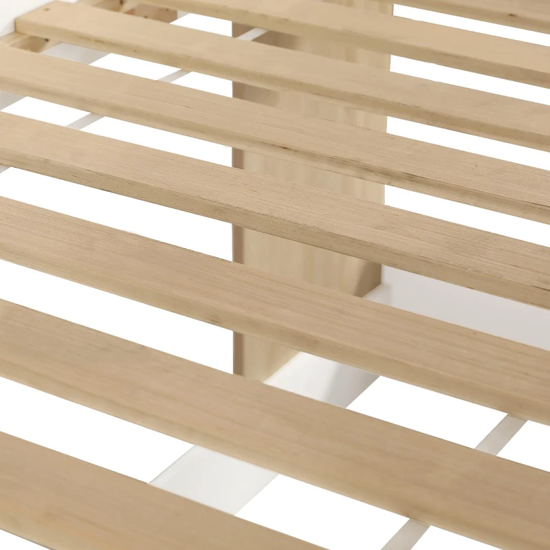 3ft Single High Sleeper Bed with Customisable Under-Bed Space, 3-Step Ladder Bed Frame for Children, 195L x 118W x 109H cm, White+Natural