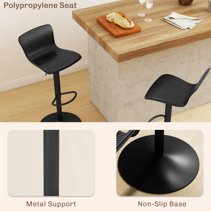 HOMCOM Set 2 Scaune de Bar cu Spătar Ergonomic, 38,5x40x76,5-97,5 cm, Alb