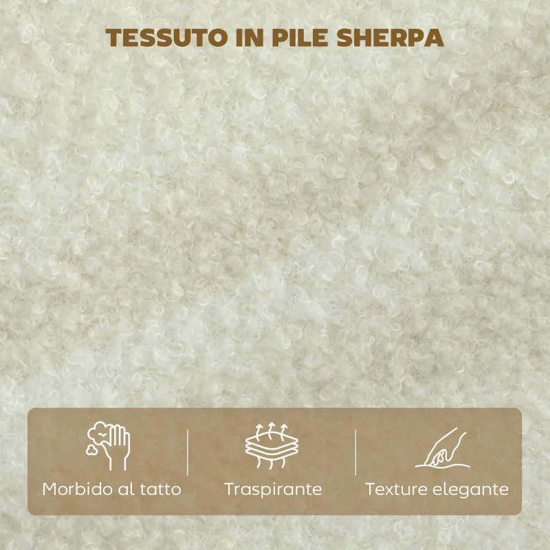 HOMCOM Divano 2 Posti Moderno con Cuscini Spessi e Rivestimento Sherpa, 137x69x82 cm, Crema