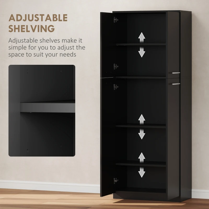 HOMCOM Mobilier de depozitare cu 2 dulapuri și rafturi reglabile din lemn negru