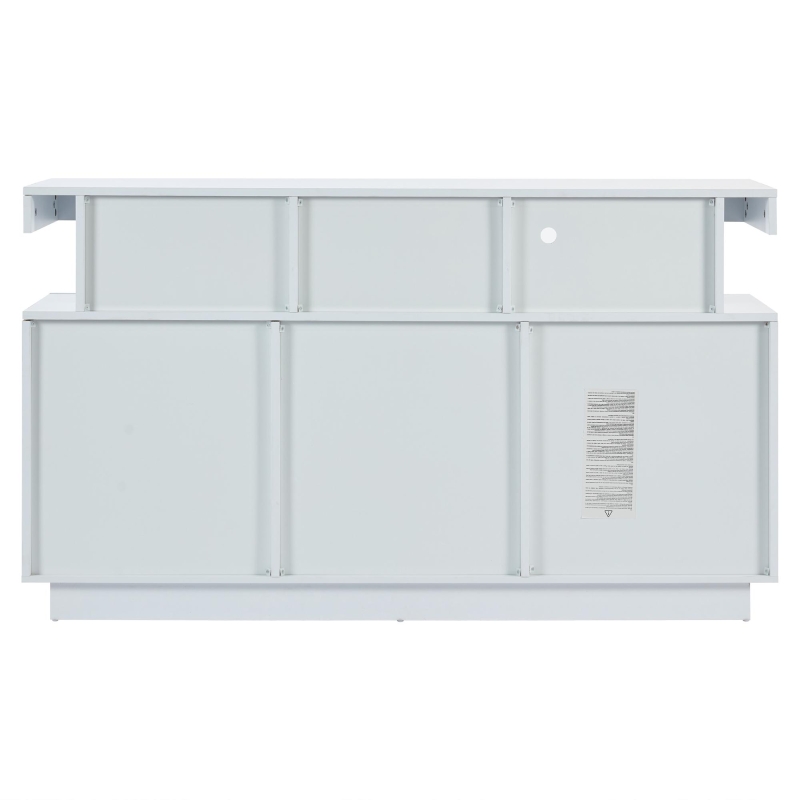 High-gloss Storage Cabinet with App-Controlled LED Lighting, Locker with Adjustable Shelves and Soft-close Drawers, 140L x 35W x 80H cm, White