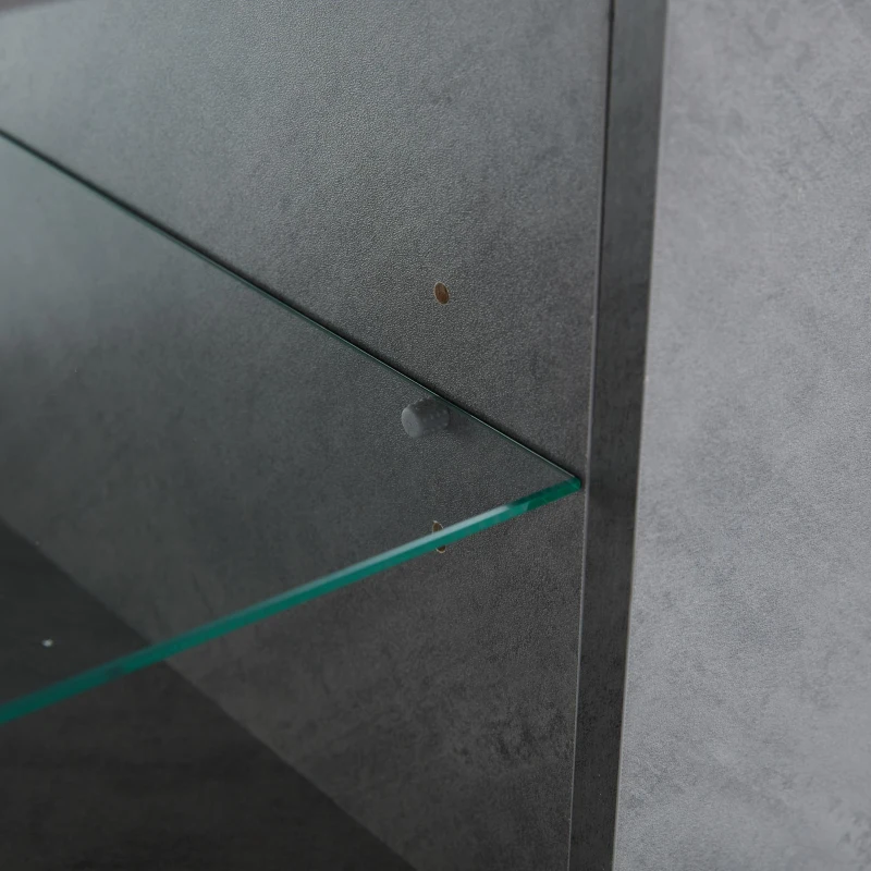 Modern TV Cabinet with App-Controlled LED Lighting, Media Cabinet with 4 Doors and 2 Open Shelves, 180L x 40W x 46.5H cm, Grey+White