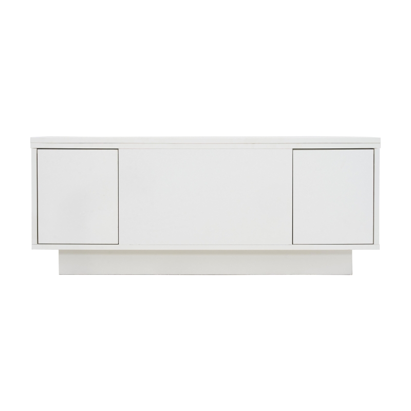 Lift-Up Coffee Table With 2 Doors, 2 Liftable Tops, 2 Cabinets, Particleboard Centre Desk With Hidden Storage, 100L x 50W x 55.5H cm, White