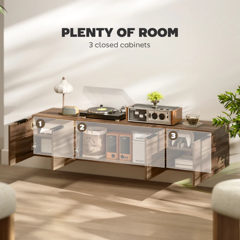 HOMCOM Floating TV Unit, 150 cm Wall Mounted TV Stand Cabinet with Shelves and Doors, Entertainment Media Console for Living Room, Bedroom, Rustic Brown