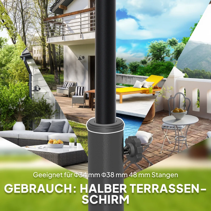 Outsunny Sonnenschirmständer aus Beton Schirmständer Halbrund Schirmhalter, Schirmgewicht für Sonnenschirm 32/38/48mm