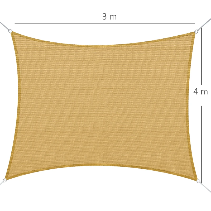 Outsunny Voile d'ombrage rectangulaire 3 x 4 m polyéthylène Haute densité Protection UV Avec sac de rangement - Coloris sable