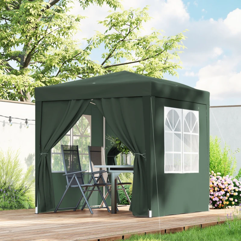 Outsunny Tonnelle de jardin extérieure tonnelle pliante pop-up réglable en hauteur protection UV 2 x 2 m vert foncé
