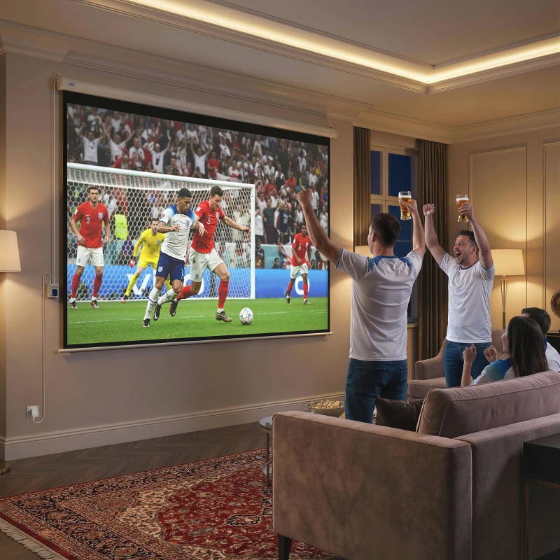 HOMCOM Schermo per Proiettore 120 Pollici Formato 4:3 Regolabile con Telecomando, Schermo di Proiezione Motorizzato Compatto, Installazione a Parete o Soffitto, 244x183 cm, Bianco