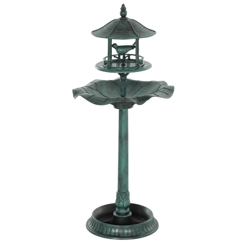 Outsunny 3-in-1 Garden Bird Bath, Freestanding Birdbath with Large Water Basin, Underneath Flower Planter, Φ50 x 113 cm, Green