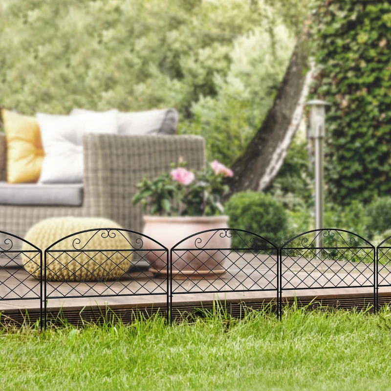Outsunny Lot de 5 panneaux de clôture de jardin décoratives en métal, bordure de jardin, parterre de fleurs - dim. 305 x 43 cm