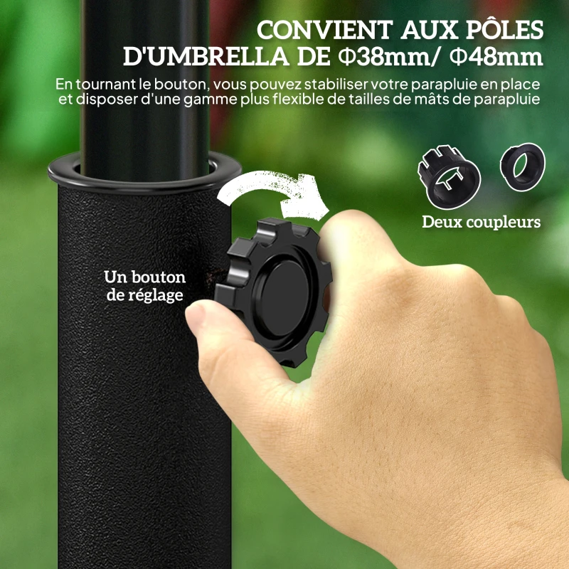 Outsunny Pied de parasol base de lestage parasol demi-cercle poids net 9 kg résine imitation fonte motif fleur 50L x 31l x 32H cm bronze