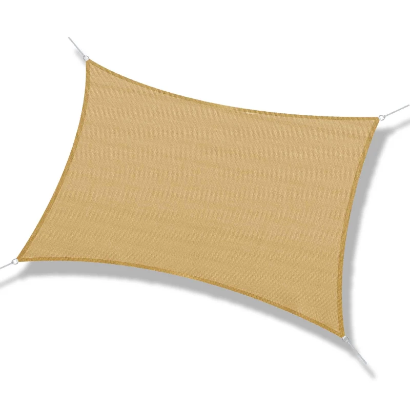 Outsunny Voile d'ombrage rectangulaire 3 x 4 m polyéthylène Haute densité Protection UV Avec sac de rangement - Coloris sable