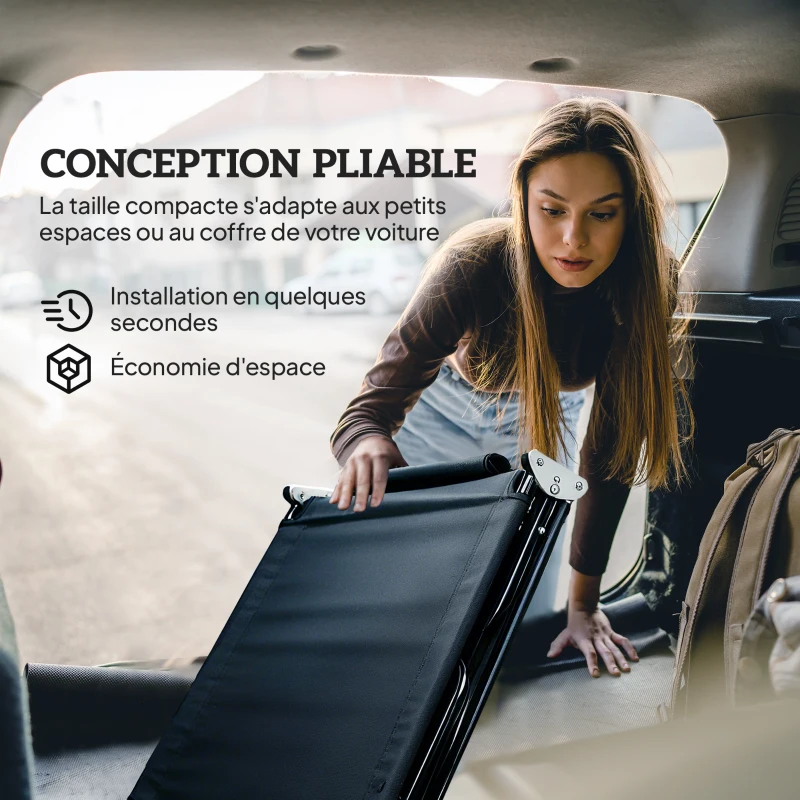 Outsunny Bain de Soleil Pliable transat inclinable 4 Positions Chaise Longue 3 Coussins fournis Noir