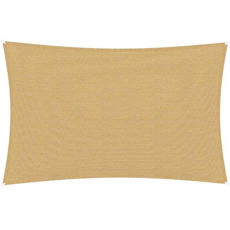 Outsunny Voile d'ombrage rectangulaire 4x6m toile ombrage extérieur protection anti-UV 185g/m² HDPE, pour jardin terrasse extérieur patio piscine balcon, sable